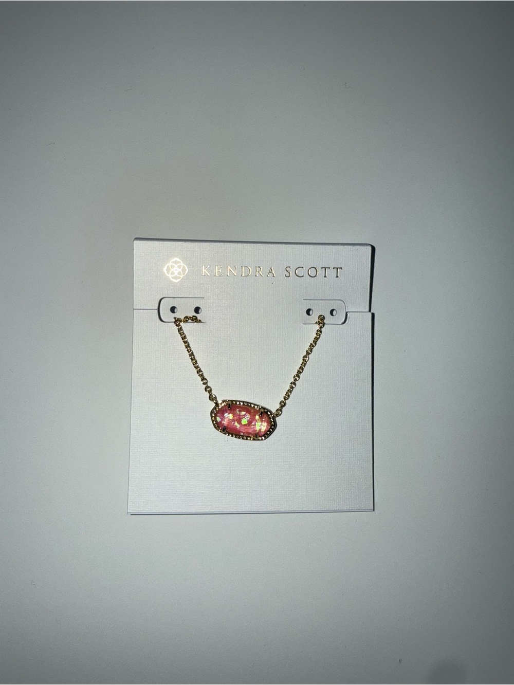 Kendra Scott Gold Chain Necklace with Pink Oval Pendant